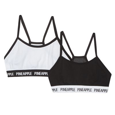 Pack of two girls' black and white seam free crop tops